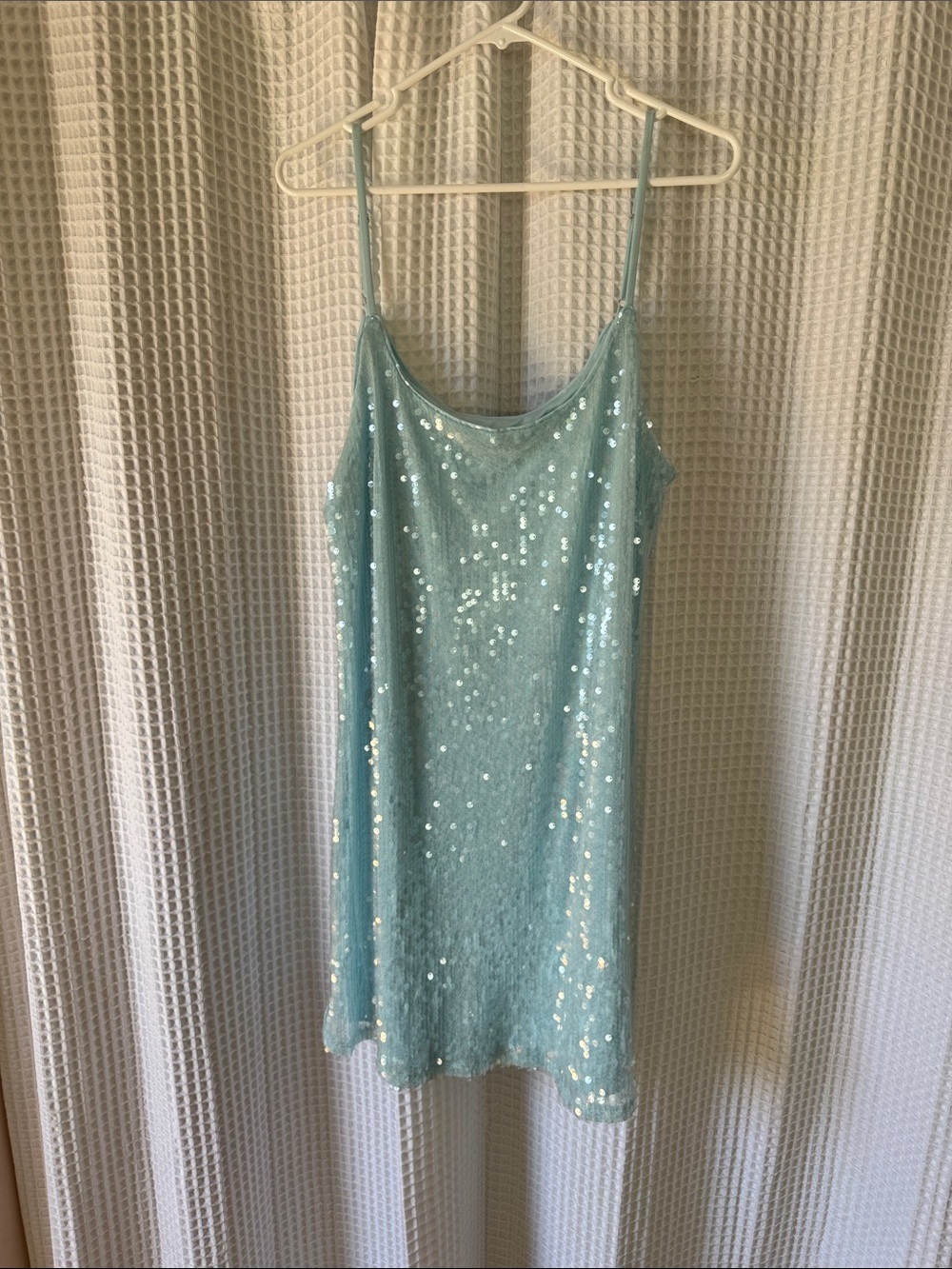 Bar III Aqua Sequin Slip Dress